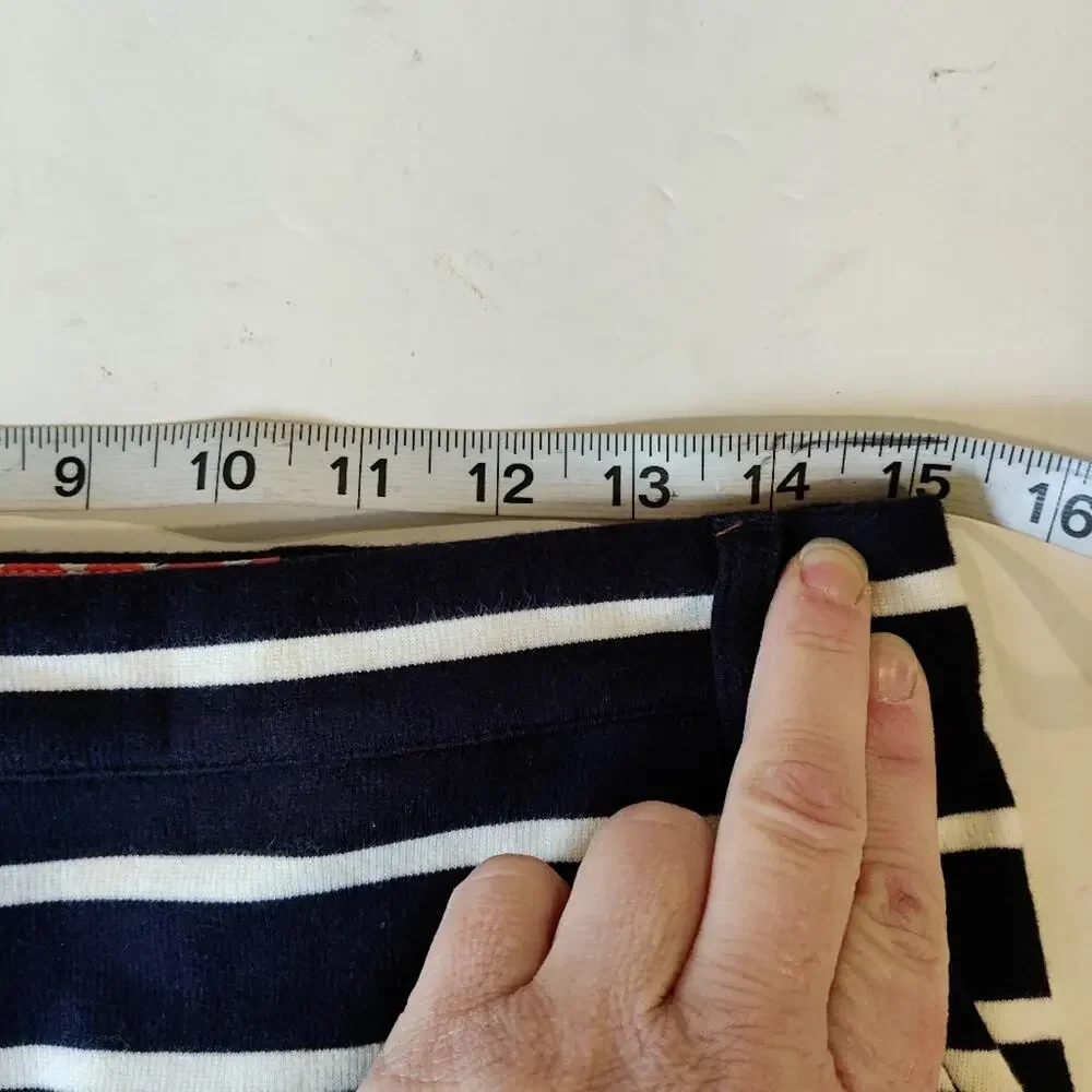 Boden Navy & White Striped Mini Skirt Size 8 Long